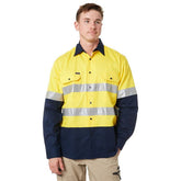 Worksense - Shirt Unisex Ls Op Frt Ctn Hoz Yellow/Navy Size 24 | FM9186490YNW024