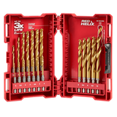 Milwaukee - SHOCKWAVE™ Red Helix Titanium Drill Set 19 Pce Kit
2mm, 2.5mm, 3mm(2), 3.5mm, 4mm(2), 4.5mm, 5mm, 5.5mm, 6mm, 6.5mm, 7mm, 7.5mm, 8mm, 8.5mm, 9mm, 9.5mm, 10mm | 48894860