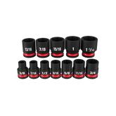 Milwaukee - SHOCKWAVE 1/2" Drive 12PC SAE Standard 6 Point Impact Socket Set | 49667010