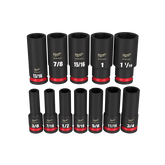 Milwaukee - SHOCKWAVE 1/2" Drive 12PC SAE Deep 6 Point Impact Socket Set | 49667011