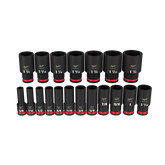 Milwaukee - SHOCKWAVE 1/2" Drive 19PC SAE Deep 6 Point Impact Socket Set | 49667012