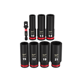 Milwaukee - SHOCKWAVE 3/8"" Drive 8PC Metric Deep 6 Point Impact Socket Set | 49667021