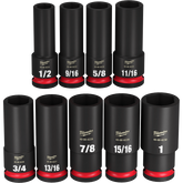 Milwaukee - SHOCKWAVE 1/2" Drive 9PC SAE Deep 6 Point Impact Socket Rail Set | 49667022