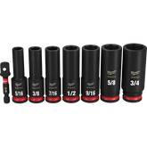 Milwaukee - SHOCKWAVE 3/8" Drive 8PC SAE Deep 6 Point Impact Socket Set | 49667024