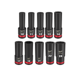 Milwaukee - SHOCKWAVE 1/2" Drive 10PC Metric Deep 6 Point Impact Socket Set | 49667053