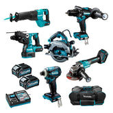 Makita - 6 Piece Brushless Combo Kit - HP001g TD001g GA005g JR001g HR001g HS003g 2x BL4040 DC40RA & Tool Bag (832367-6) | DK0115G603