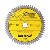 Austsaw - 185mm (7 1/4") Aluminium Blade Triple Chip - 20/16mm Bore - 60 Teeth | ALYC1852060