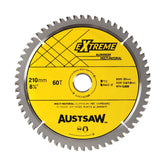 Austsaw- 210mm (8 1/4in) Aluminium Blade Triple Chip - 25/16mm Bore - 60 Teeth