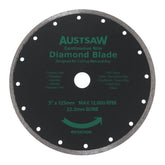 Austsaw- 125mm (5in) Diamond Blade Continuous Rim - 22.2mm Bore - Continuous