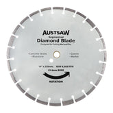 Austsaw- 350mm(14in) Diamond Blade Segmented Hard Brick - 25.4/20mm Bore - Hard Brick