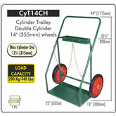 Weldtronic - Cylinder Trolley Double (Max 315mm) G, With Tray | CYT14CH