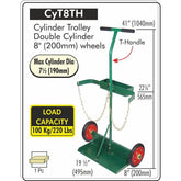 Weldtronic - Cylinder Trolley Double (Max 190mm) D, With Tray | CYT8TH