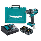 Makita Tools - 18V Compact Brushless Heavy Duty Driver Drill Kit - Includes 2 x 5.0Ah Batteries Rapid Charger & Carry Case | DDF484RTE