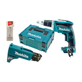 Makita Tools - 18V Brushless High Speed Screwdriver Autofeed Collated Screwgun Attachment & MakPac Case - Tool Only | DFS452ZJX2