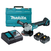 Makita Tools - 18V Brushless 125mm Slide Switch Brake Angle Grinder Kit - Includes 2 x 5.0Ah Batteries Rapid Charger & Carry Case | DGA506RTE