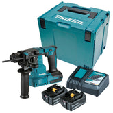 Makita - 18V Brushless Compact 18mm Rotary Hammer Kit - Includes 2 x 5.0Ah Batteries Rapid Charger & Carry Case | DHR183RTJ