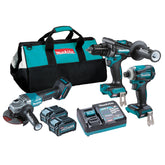 Makita Tools - 3 Piece Brushless Combo Kit - HP001GZ TD001GZ GA013GZ 2x BL4040 DC40RA & Tote Bag (199935-1) | DK0141G302