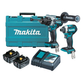 Makita Tools - 2 Piece Brushless Combo Kit - DHP486Z DTD154Z 2 x BL1850B DC18RC & Carry Case | DLX2412T