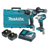 Makita Tools - 2 Piece Brushless Combo Kit - DHP486Z DTW300Z 2 x BL1850B DC18RC & Carry Case | DLX2419T