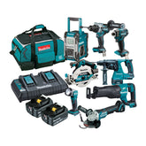 Makita Tools - 8 Piece Brushless Combo Kit - DHP486Z DTD173Z DGA508Z DHR242Z DHS680Z DJR187Z MR002GZ DML802 2 x BL1860B DC18RD & Bag (199936-9) | DLX8059GX1