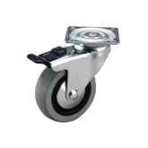 EHI - 100mm Grey Rubber Swivel Plate Brake Castor | G12T33G100