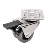 EHI - 50mm Grey Rubber Twin Svl Plate Brake Castor | G22W33G50
