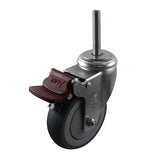 EHI - 100mm Grey Rubber Swivel Brake Expbolt Fitted | G64TZ44K100