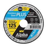 Alpha Stainless Steel Plus | 125 x 1.6mm Cutting Disc - Bulk