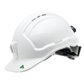 Tuffgard Vented Hard Hat with Ratchet Harness and Poly Lamp Bracket | HTG57RH-PLV-W