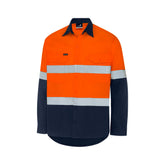 Mack - Mens LS Ripstop 2T Hoop Tape Vented Shirt Orange/Navy Size Medium | MK9186497OND00M