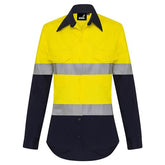 Mack - Womens LS 2 Tone Taped Shirt Cotton 190 gsm Yellow/Navy Size 10 | MKL918641YNW010