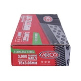 Airco - A34 75 X 3.1 Stainless Steel Nails. Ctn Qty: 3.000 | ND34753
