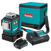 Makita Tools - 12V Max Green 3x 360° Line Laser (Lines - 4 Vertical 4 Horizontal) - Includes 1 x 2.0Ah Battery Charger & Carry Bag | SK700GDWA
