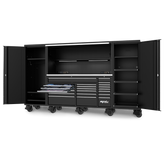 SP Tools - 128" Toolkit 1017 Piece Metric/SAE - USA Sumo Series Roller Cabinet with Power Top Hutch & Side Cabinets 21 Drawer Black | SP50855
