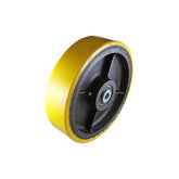 EHI - 300mm Yellow Urethane On Cast Iron Wheel Precision Bearing 2000kg Capacity | W91K300