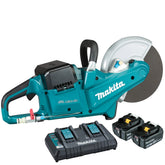 Makita - 18V x 2 Brushless 230mm (9") Power Cutter Kit - Includes 2 x 5.0Ah Batteries Dual Port Rapid Charger Blade Not Included | DCE090PT2
