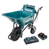 Makita - 18V Brushless Wheelbarrow with Bucket (198494-2) Kit - Includes 2 x 5.0Ah Batteries & Dual Port Rapid Charger | DCU180PT2B