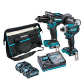 Makita - 2 Piece Brushless Combo Kit - HP001GZ TD001GZ 2x BL4040 DC40RA & Tote Bag (832319-7) | DK0114G209