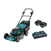 Makita - 18V x 2 Brushless 534mm (21") Lawn Mower Kit Heavy Duty Steel Deck - Includes 2 x 6.0Ah Batteries & Dual Port Rapid Charger | DLM535PG2