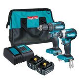 Makita - 2 Piece Brushless Combo Kit - DHP485Z DTD153Z 2 x BL1840B DC18SD & Tool Bag | DLX2283SM