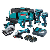 Makita - 6 Piece Combo Kit - DHP458Z DTD152Z DGA452Z DSS611Z DJR186Z DML815 2 x BL1830B DC18RC & Carry Bag | DLX6102X1