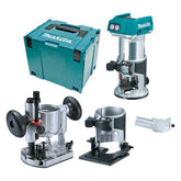 Makita - 18V Brushless Laminate Trimmer Kit - Includes Plunge Base Tilt Base & Makpac Case - Tool Only | DRT50ZJX2