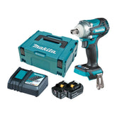 Makita - 18V Brushless 1/2" Detent Pin Impact Wrench Kit - Includes 2 x 5.0Ah Batteries Rapid Charger & Carry Case | DTW301RTJ