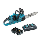 Makita - 18V x 2 350mm Brushless Chainsaw Kit - Includes 2 x 5.0Ah Batteries & Dual Port Rapid Charger | DUC353PT2