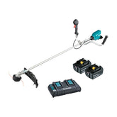 Makita - 18V x 2 Brushless U-Handle Line Trimmer Kit - Includes 2 x 6.0Ah Batteries & Dual Port Rapid Charger | DUR369APG2
