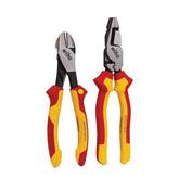 Wiha - 2 Piece Plier Set, 220mm Cross Cut Pliers & 200mm Side Cutters, VDE 1000V Insulated | WH-45960