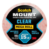 3M - Scotch-Mount Clear Double-Sided Mounting Tape 2.54CM x 11.4M | 70009125140