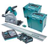 Makita - 40V Max Brushless AWS 165mm (6-1/2") Plunge Cut Circular Saw - Includes 2 x 4.0Ah Batteries & Single Port Rapid Charger 2x Makpac Case Type 4 & 1400m Guide Rail AWS Receiver Included | SP001GM201T