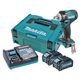 Makita - 40V Max Brushless 1/2" Pin Detent Impact Wrench - Includes 2 x 4.0Ah Batteries Single Port Rapid Charger & Makpac Case Type 2 | TW005GM202