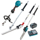 Makita - 40V Max Brushless Multi-Function Powerhead (Le400mp) Extension Pole (Ey403mp) Pole Saw Attachment & (En401mp) Hedge Trimmer Attachment Kit - Includes 5.0Ah Battery & Single Port Rapid Charger (Bonus Em403mp) | UX01GT103-B